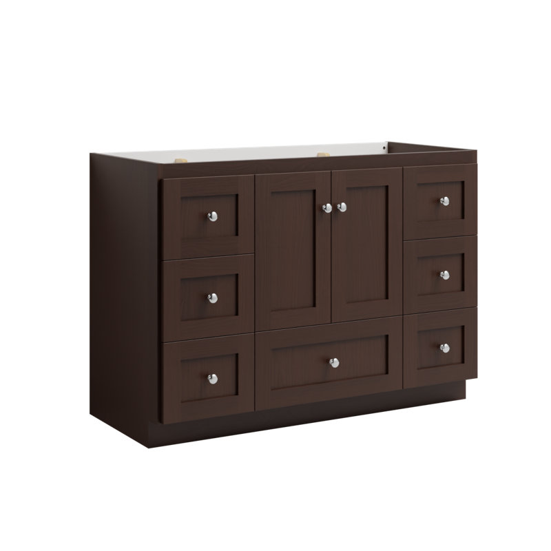 Armoire de salle de bain sans plateau en aulne foncé l 48 po x P 21 po x H 34,5 po Shaker, Aulne foncé