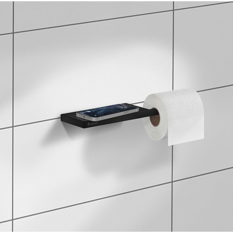 Tablette flottante avec porte-papier hygiénique, Noir mat