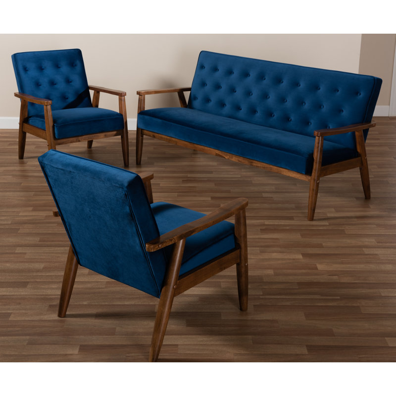 Fauteuil Vanhook, 100 % polyester bleu marine