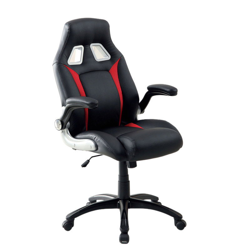 Chaise de bureau moderne et rembourrée à hauteur réglable pneumatique et pieds à roulettes