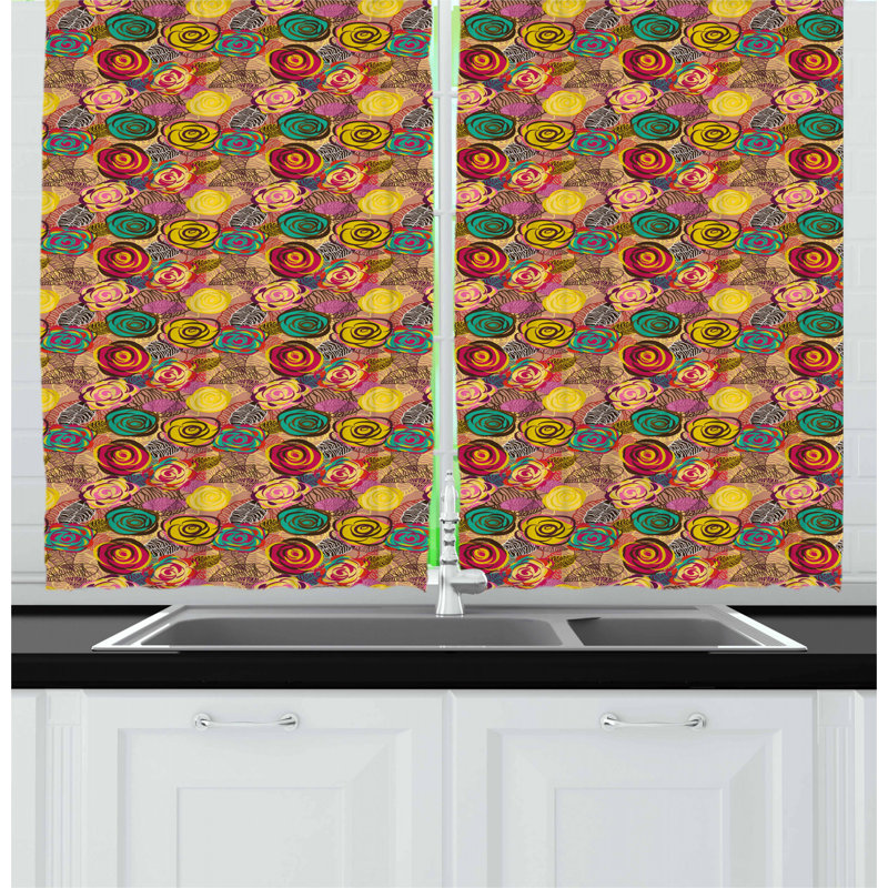 Floral Pointed Kitchen Curtain