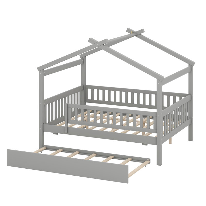 Lit en bois avec couchette, Gris