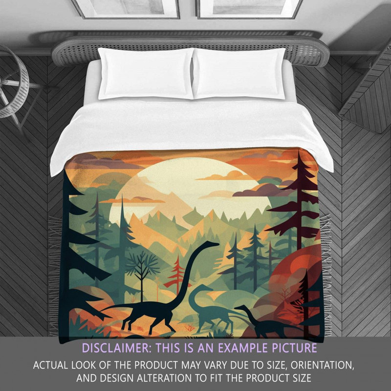 Dinosaur Orange Green Bedding, Twin Extra Long Comforter