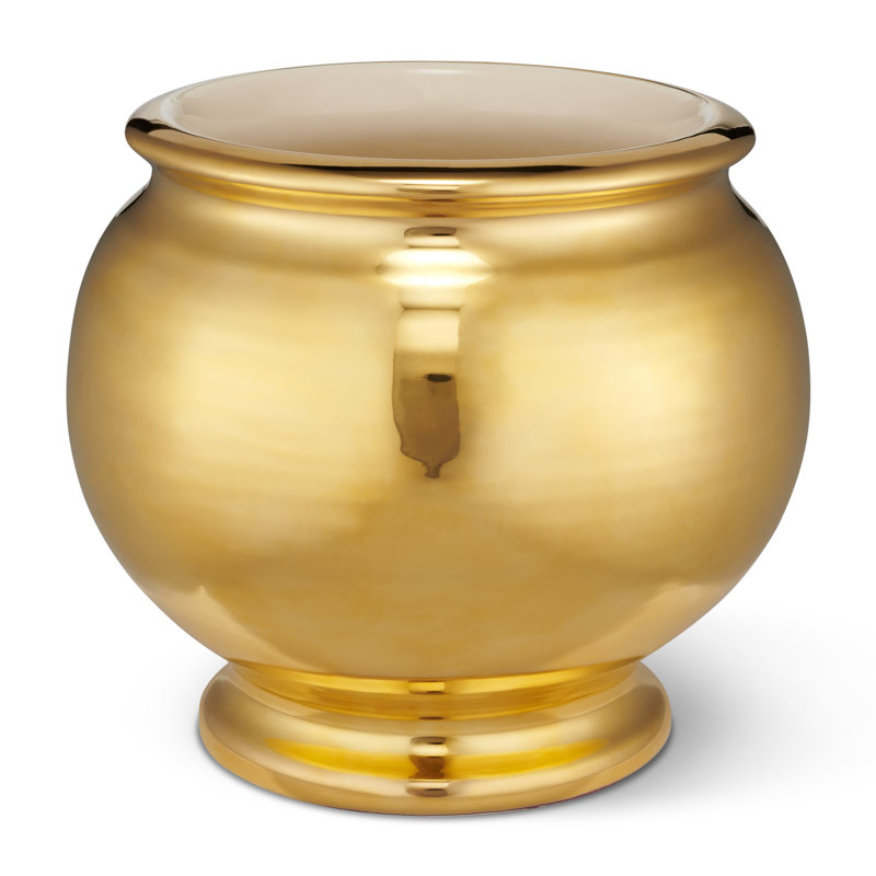 Gold and Green Urn Shape Planter with Lid