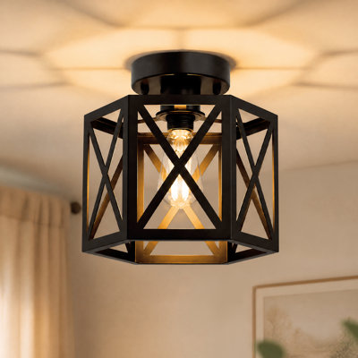 Petit lustre industriel semi-encastré à 1 lumière pour cuisine d'entrée Hallyway