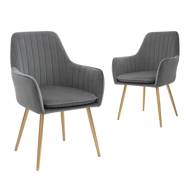 Heding Velvet King Louis Back Side Chair, Gray