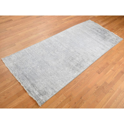 Taleigh One-of-a-Kind 4' X 9'8" New Age Runner Silk Area Rug Gray