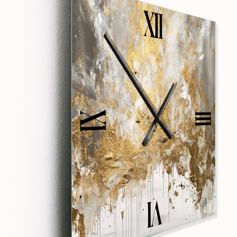 Golden Abstract - Horloge murale moderne abstraite, H 32 po x l 16 po x P 1 po