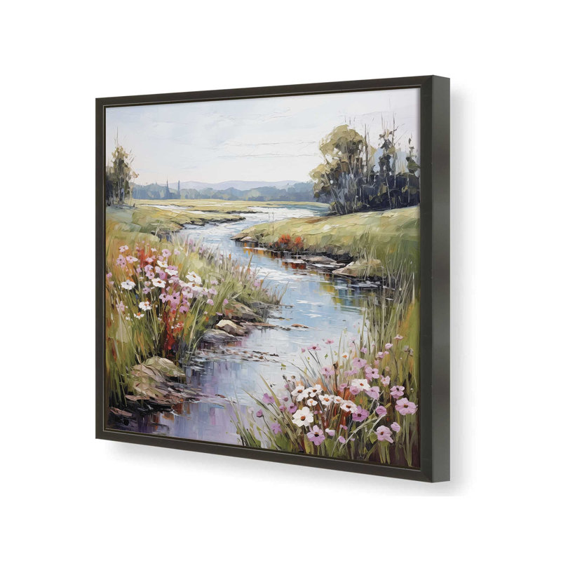«Strem Bend» par Heidi Kuntz, reproduction d'art, Noir, L 36 x H 36, Impression encadrée