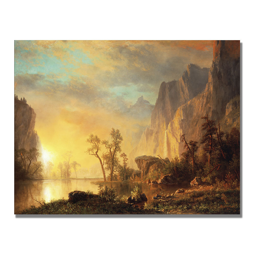 "Sunset in the Rockies" by Albert Bierstadt Photographic Print on Canvas Trademark Fine Art 