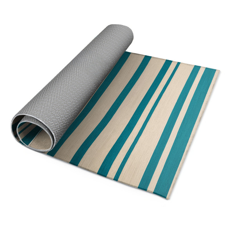 HorizontalStripes Beige Indoor and Outdoor Area Rug, Rectangle 3' x 5'