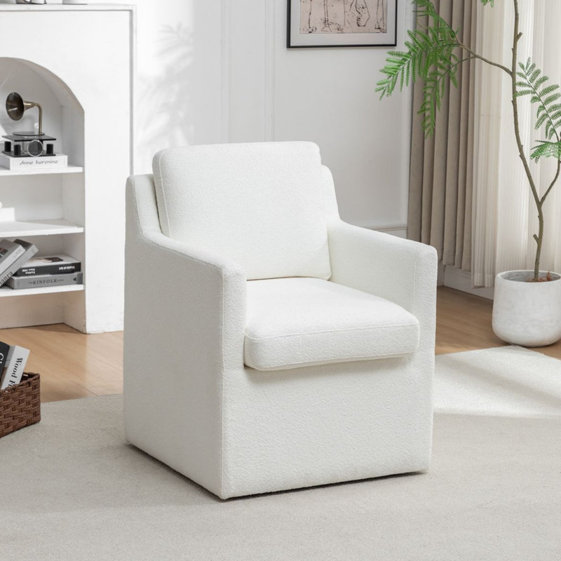 Chaise roulante moderne rembourrée avec accoudoirs, roulettes à 360 ° et siège rembourré pour la cuisine, la salle à manger et le bureau personnel (peut supporter jusqu'à 300 lb)