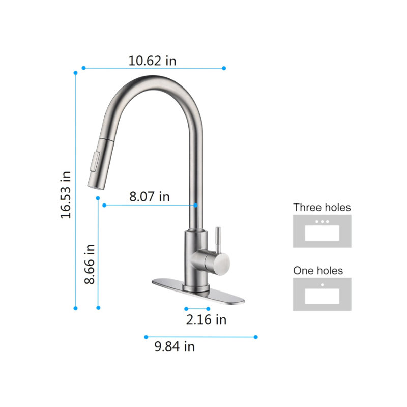 Robinet de cuisine tactile avec douchette extractible, Nickel brossé