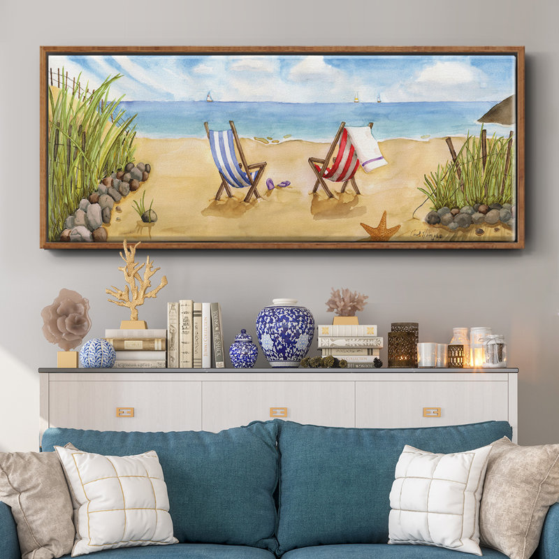 Plage pour deux - toile encadrée, H 20 po x l 50 po