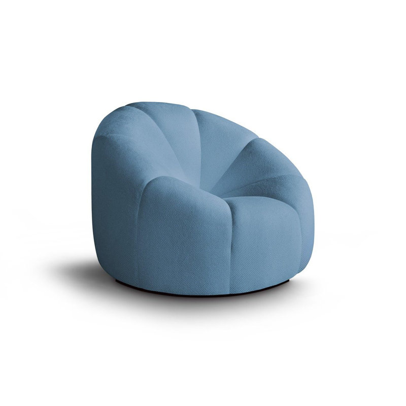 Coumas Upholstered Swivel Accent Chair, Blue Polyester Blend