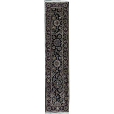 Hand-Knotted High-Quality Black and Wine Runner