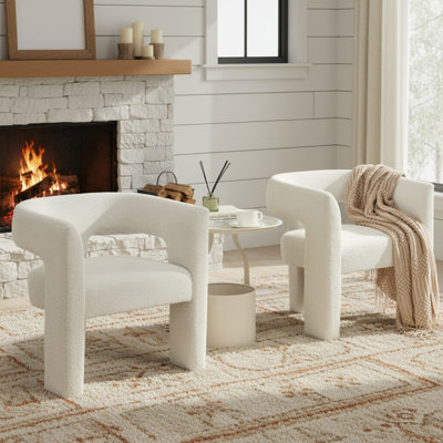 Boucle Barrel Accent Chair
