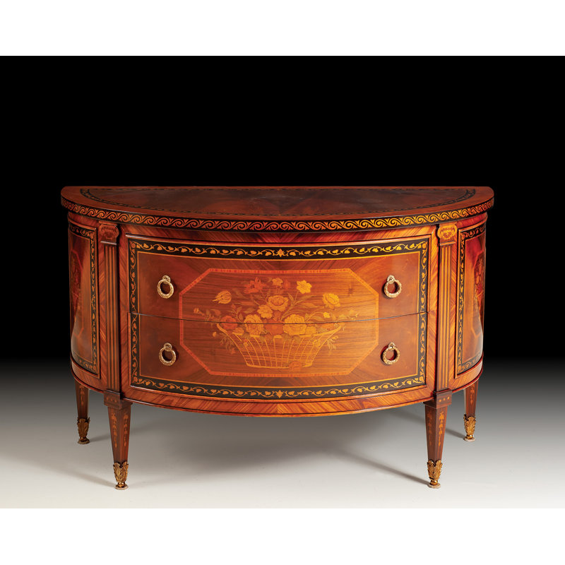 58" Wide 2 Drawer Walnut Wood Buffet Table