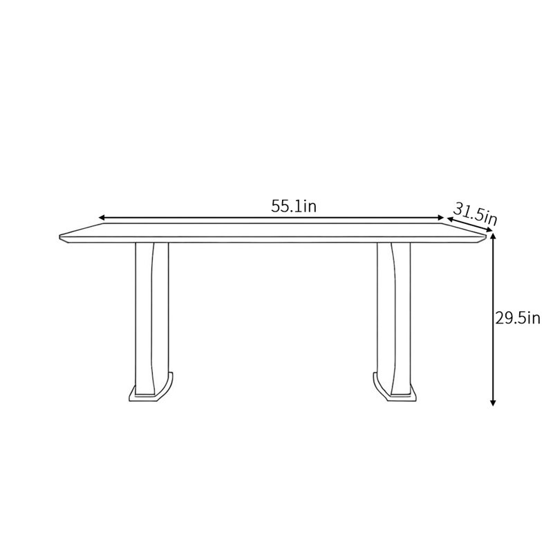 Modern light luxury rectangular dining table, 29.5"H x 55.1"L x 31.5"W