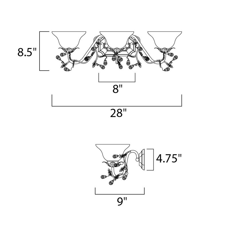 Éclairage pour meuble-lavabo à intensité variable Vevay, Bronze huilé