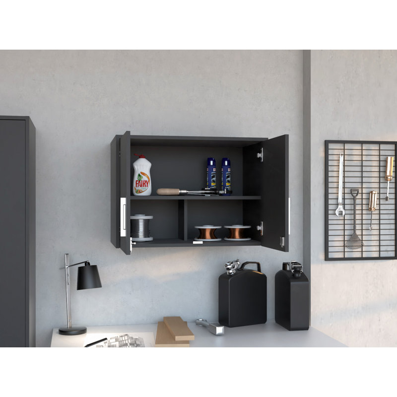 Armoire de rangement - armoire murale, trois tablettes intérieures, porte double