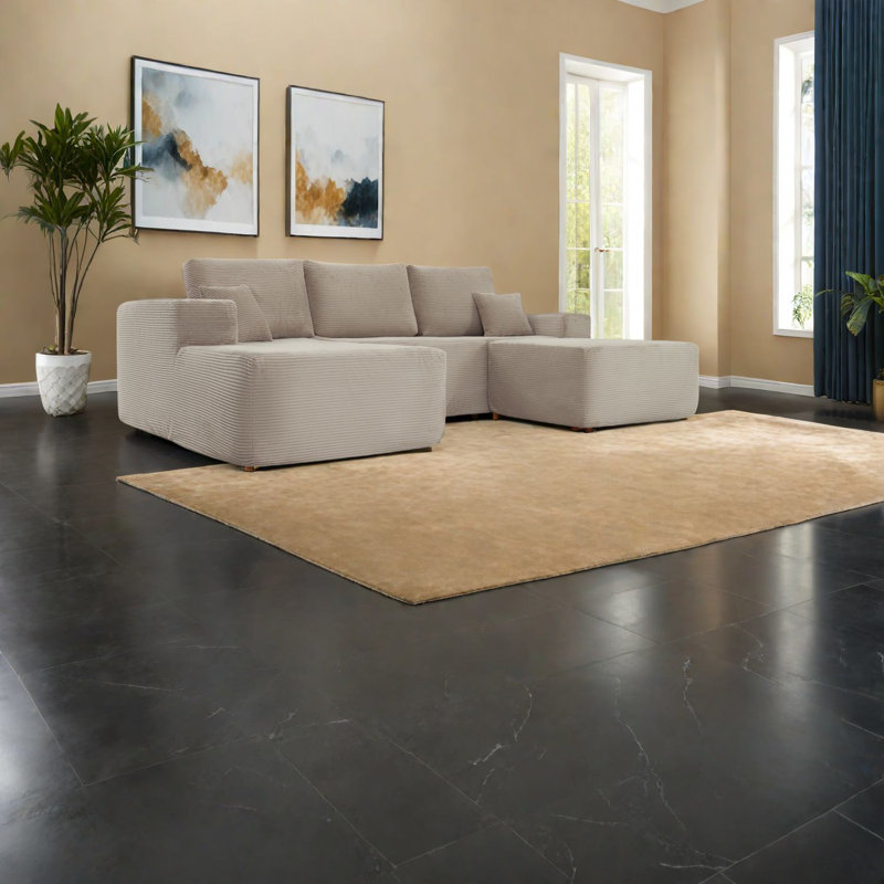 Canapés modulaires confortables en velours côtelé, grand canapé en forme de U pour le salon
