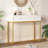 Modern console table with two storage drawers & stripe design, sleek entryway sofa table for living room & hallway, white