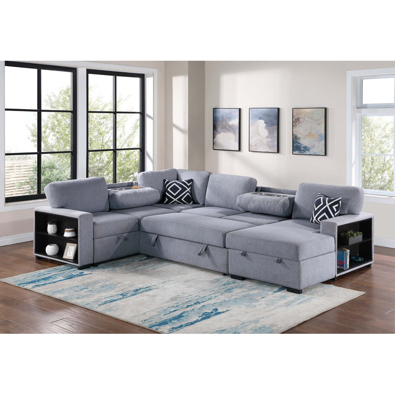 Canapé modulaire 4 pièces convertible, Tissu gris