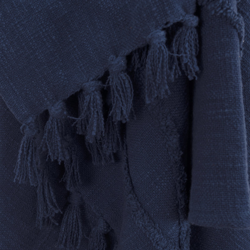 Jeté en coton Detrick, Bleu