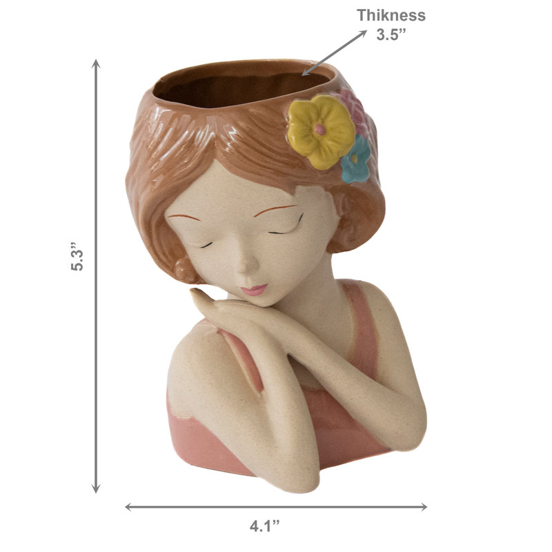 Jardinière en céramique Serene Flower Girl - Ensemble de 2
