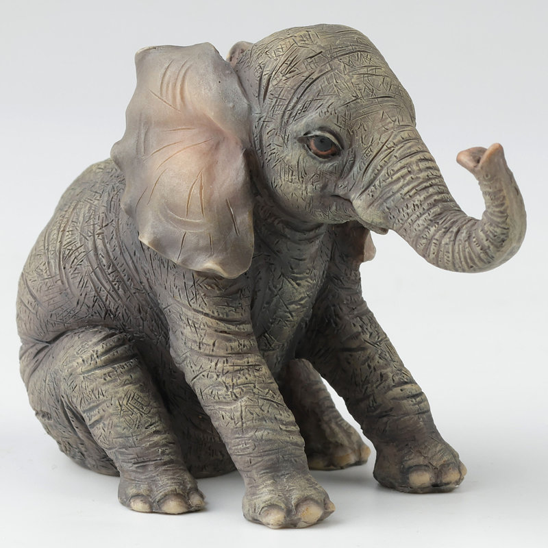 3.15 inches L Multicolor Baby Elephant-Sitting And Facing Ahead made of Resin
