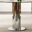 Table de salle à manger ronde en verre de 89 cm (35 pouces), dessus en verre trempé, pieds en acier inoxydable, idéale pour 2 à 4 personnes. Petite table ronde brun foncé, parfaite pour les restaurants et les appartements.