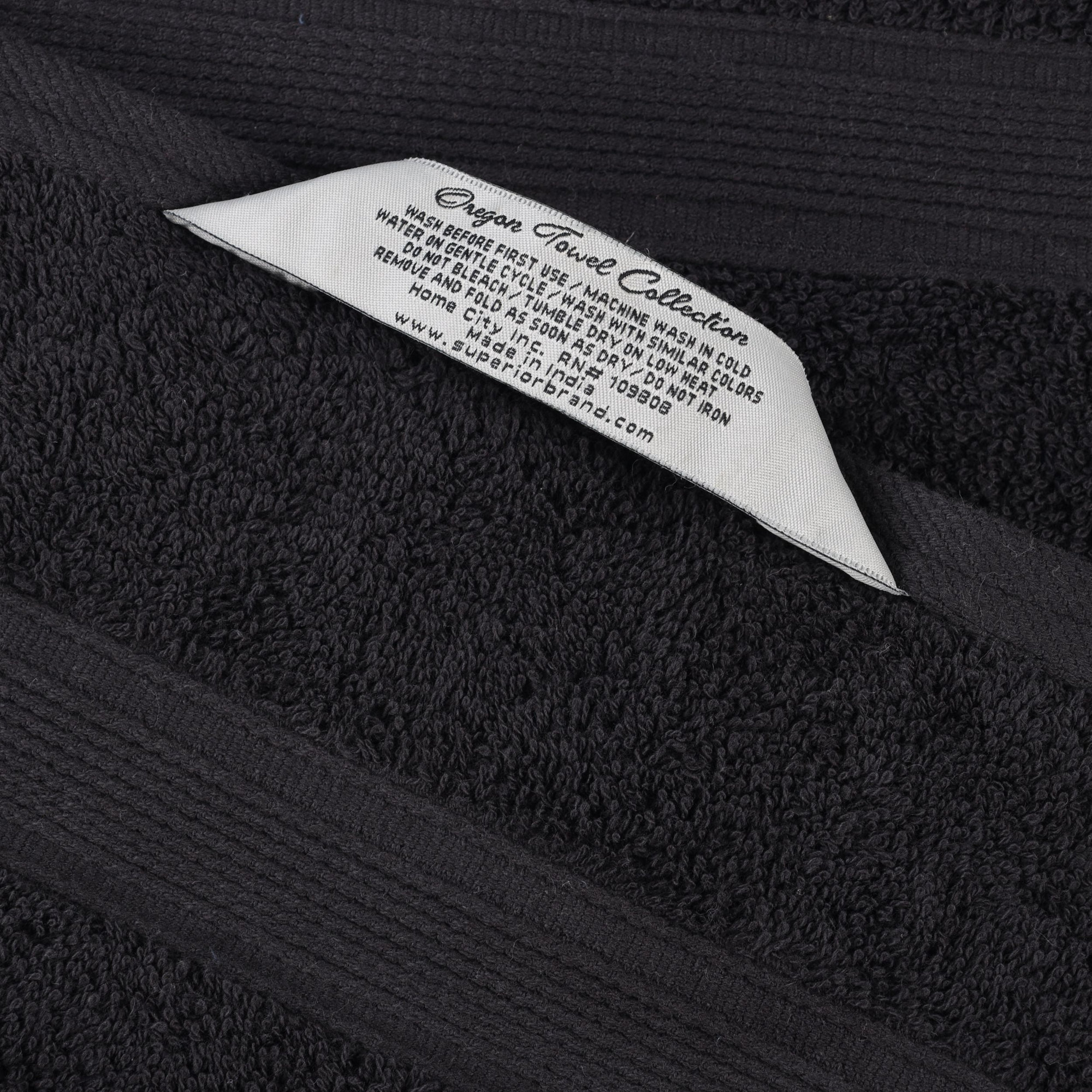 Lyndon Organic Cotton Medium Weight Towel Set, Black, 9 Piece Set