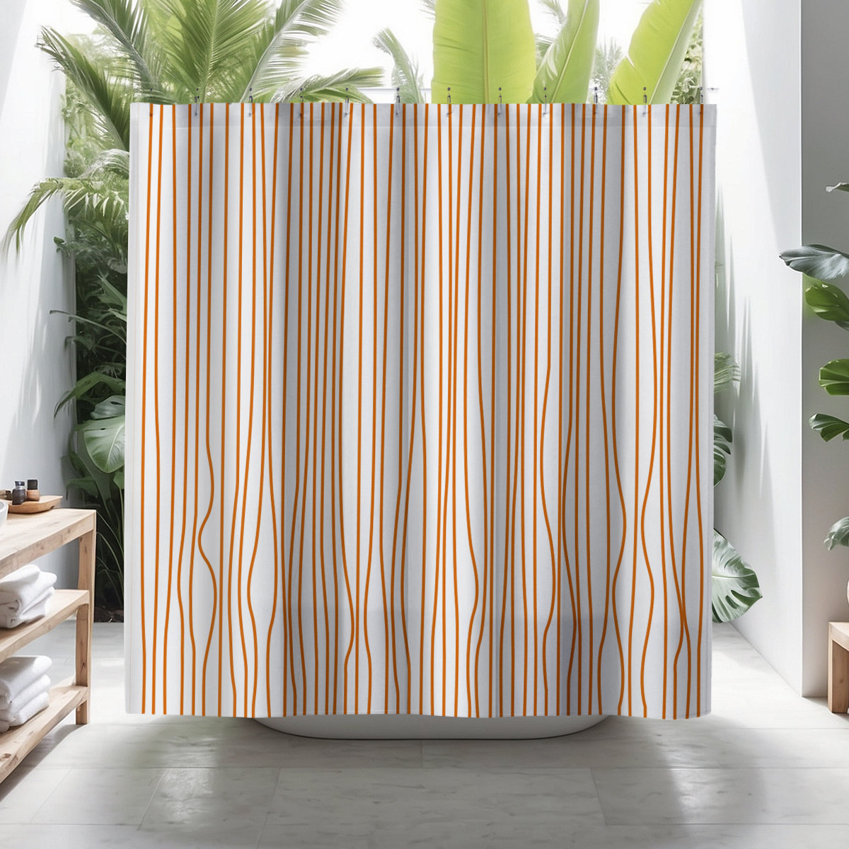 Coco Polyester Shower Curtain, Orange