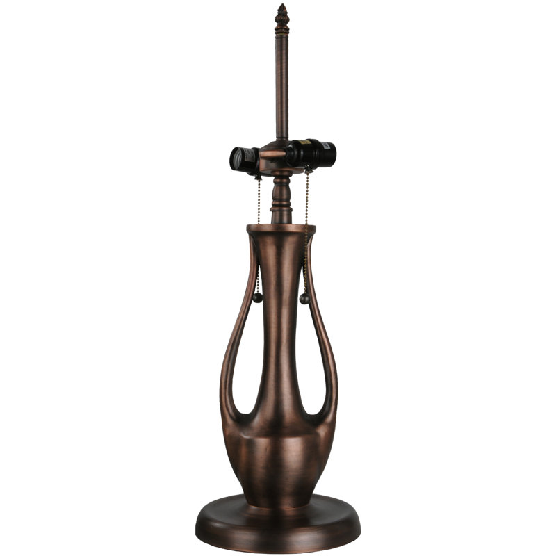 27" Multicolor Stained Glass and Bronze Table Lamp