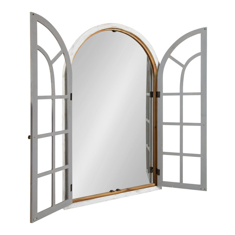 Miroir d'appoint Mcclanahan Farmhouse, Blanc / Gris