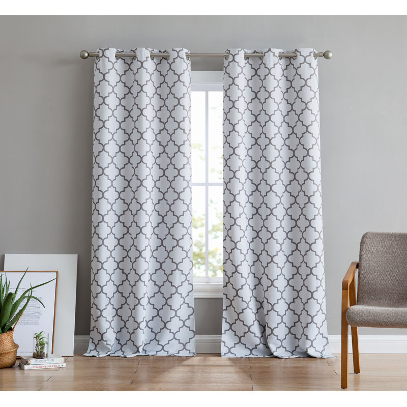 Alexuis Blackout Curtain Pair, Platinum White/Gray, 37" W x 84" L