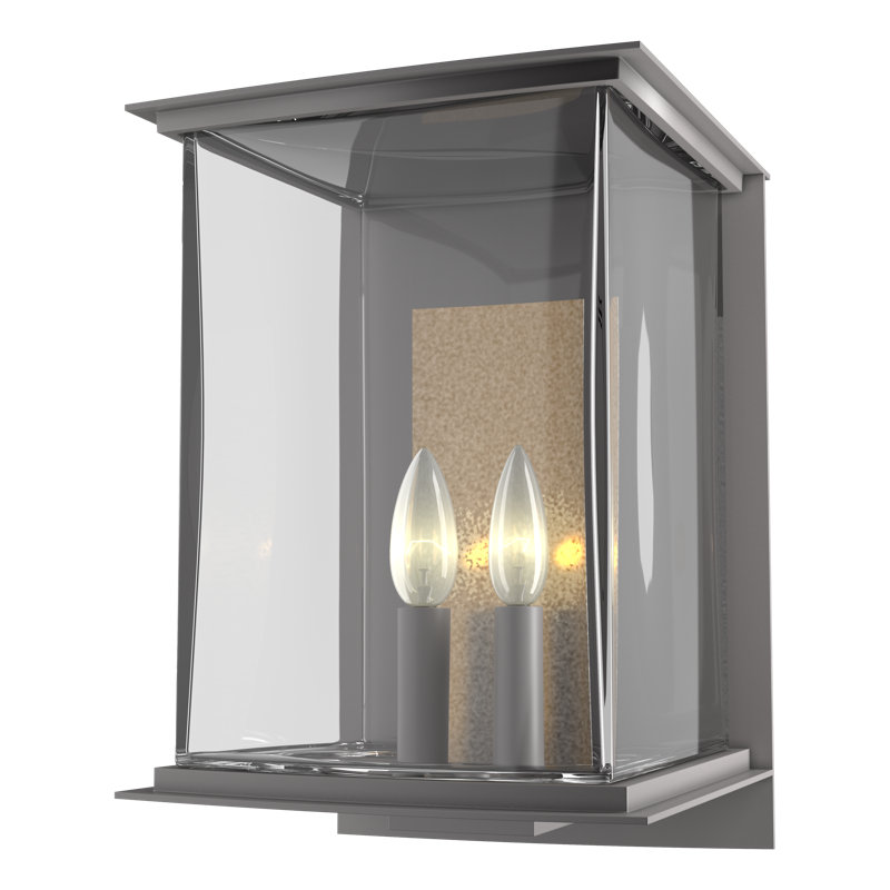 Kingston 7" Outdoor Wall Lantern, Translucent Soft Gold, Coastal Burnished Steel, 12.1'' H X 7'' W X 7.2'' D