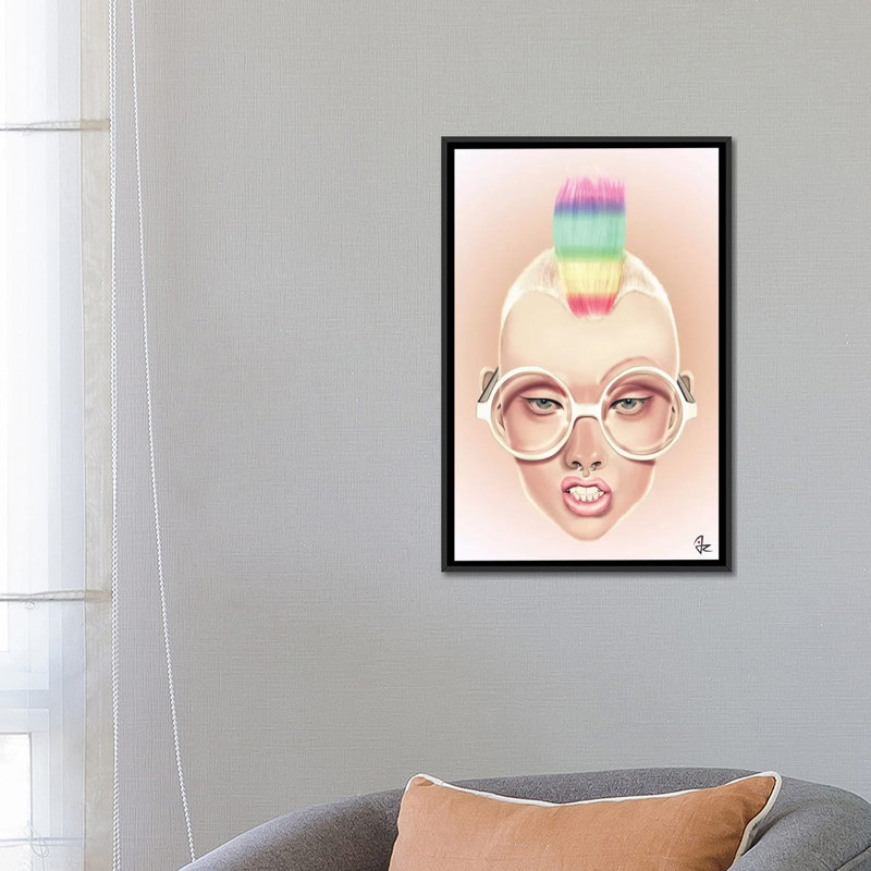 Rainbow, impression sur toile tendue, H 26 po x l 18 po x P 1,5 po, Toile avec cadre noir, Pas de tapis