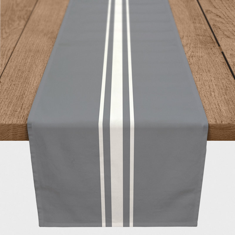 Chemin de table Doster, 90 po x 16 po, Gris, Rayé 1