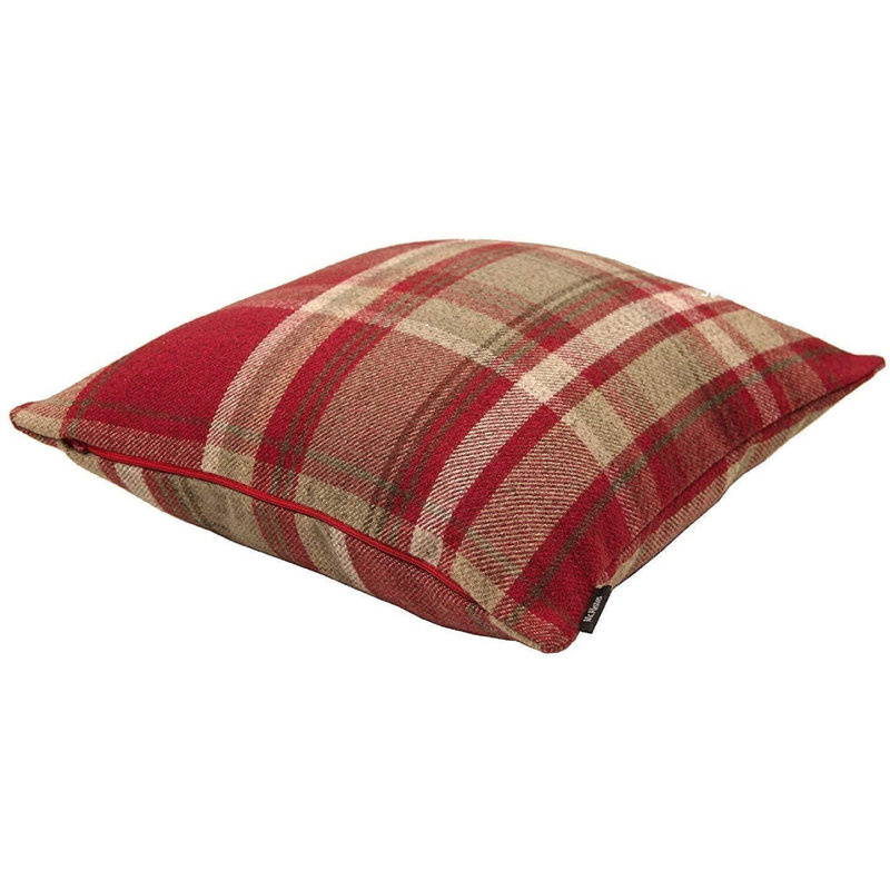 Plaid Square Throw Cushion, Red/White