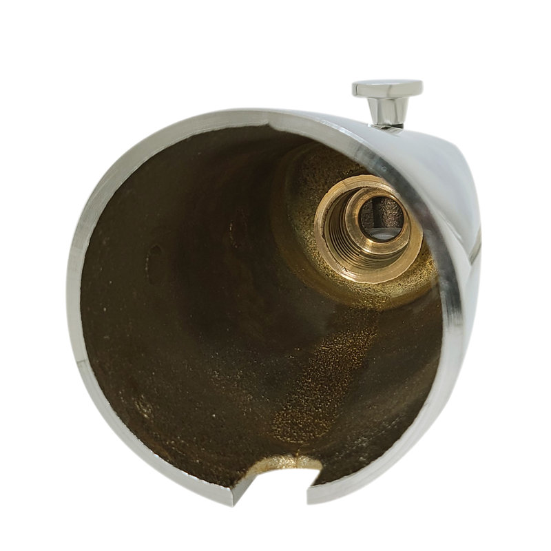 5-1/2" Reach Brass Wall Mount Bathtub Spout with Nose Diverter, Polished Nickel
