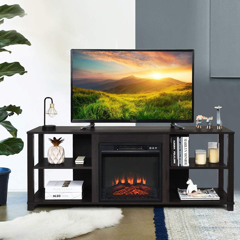Meuble télé avec tablettes réglables Modern Espresso