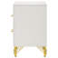 Table de chevet 2 tiroirs en bois avec poignées en métal blanc et or