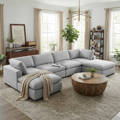 Canapé modulaire rembourré avec repose-pieds 6 pièces Zantos