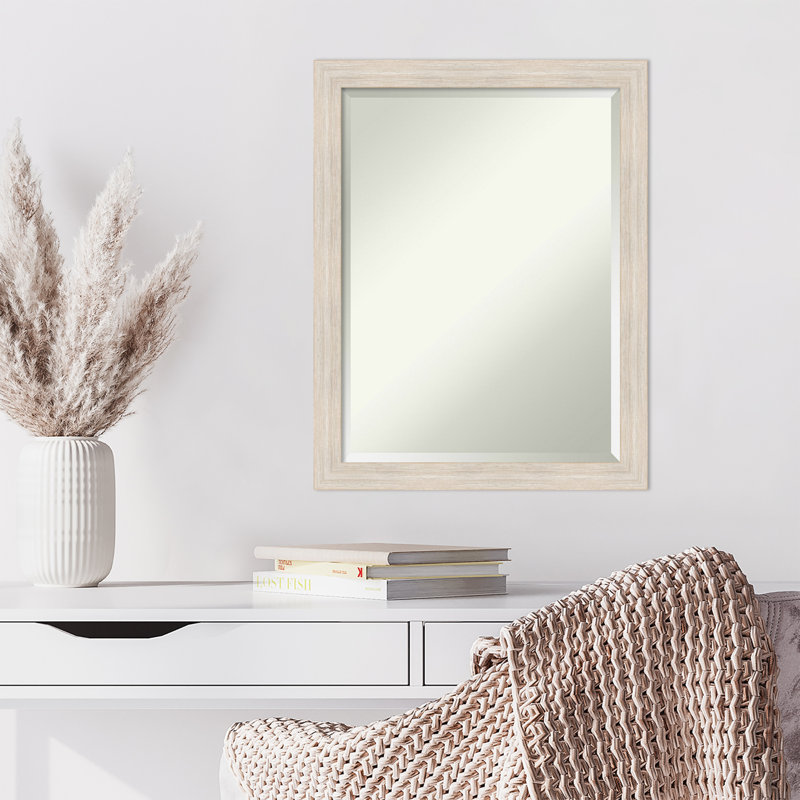 Modeste Flat Mirror, 27" x 21", Distressed White