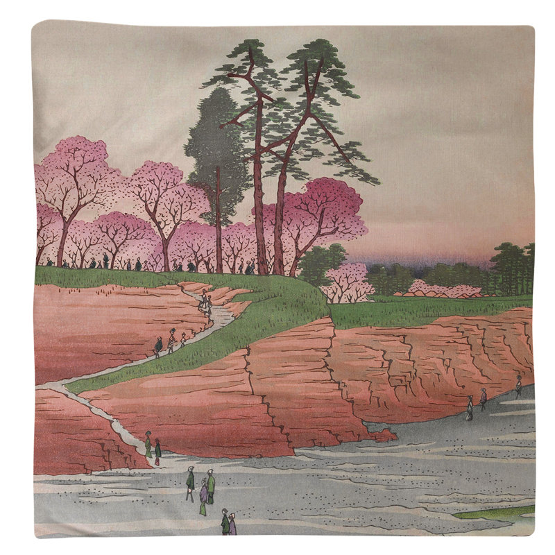 Serviette 10 po Utagawa Hiroshige Gotenyama at Shinagawa, Rose / Vert