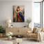 Royal Parrot Portrait in Ornate Palace Garden Scene - Pictures Framed Canvas Print Wall Art-634031829-634031834