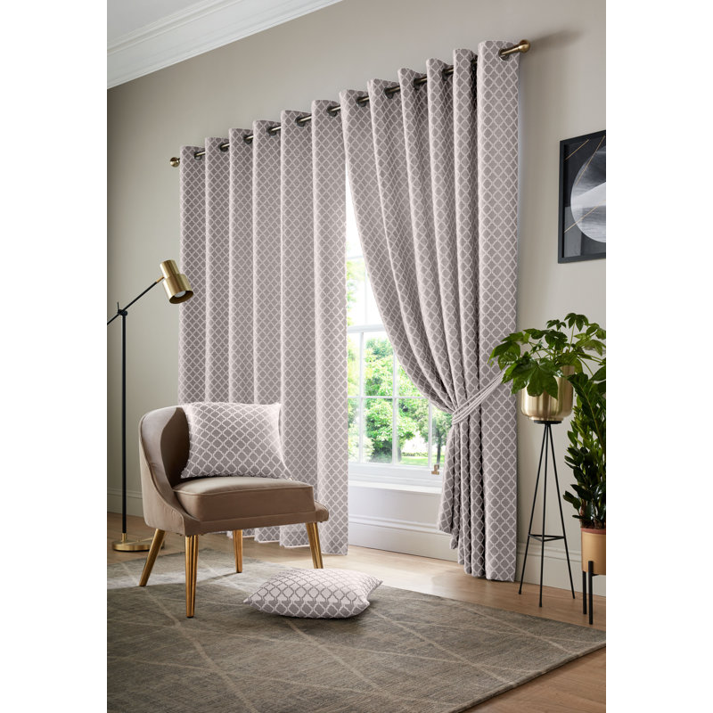 Dareece Cotswold Eyelet Ring Top Curtains, Latte, Width 228 x Drop 274 cm