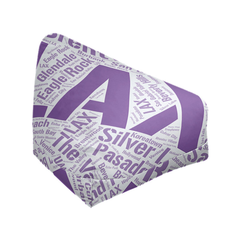 Classic Bean Bag, 30" H x 27" W x 25" D, Purple Polyester Blend, Los Angeles